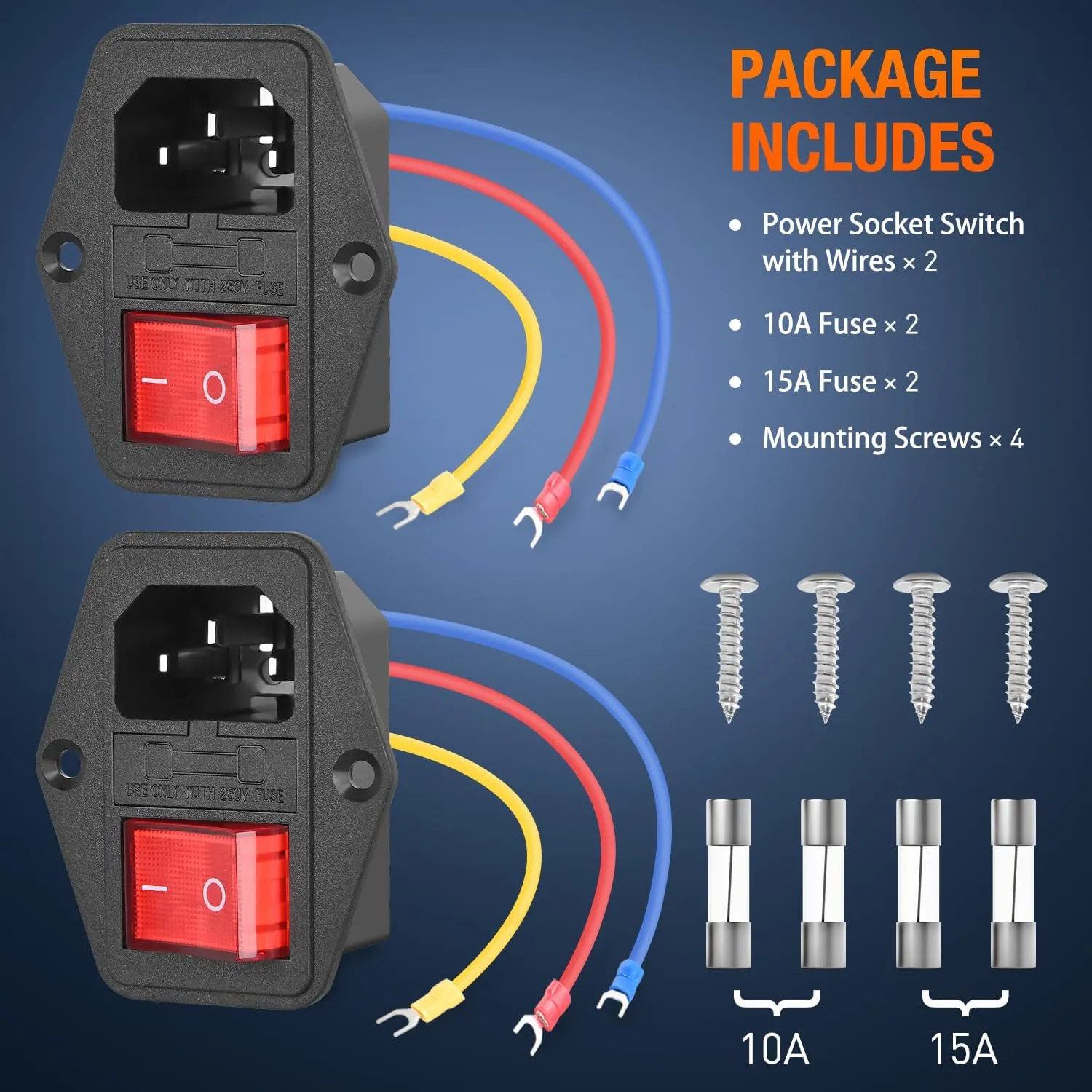 10A 250V AC Power Socket Inlet