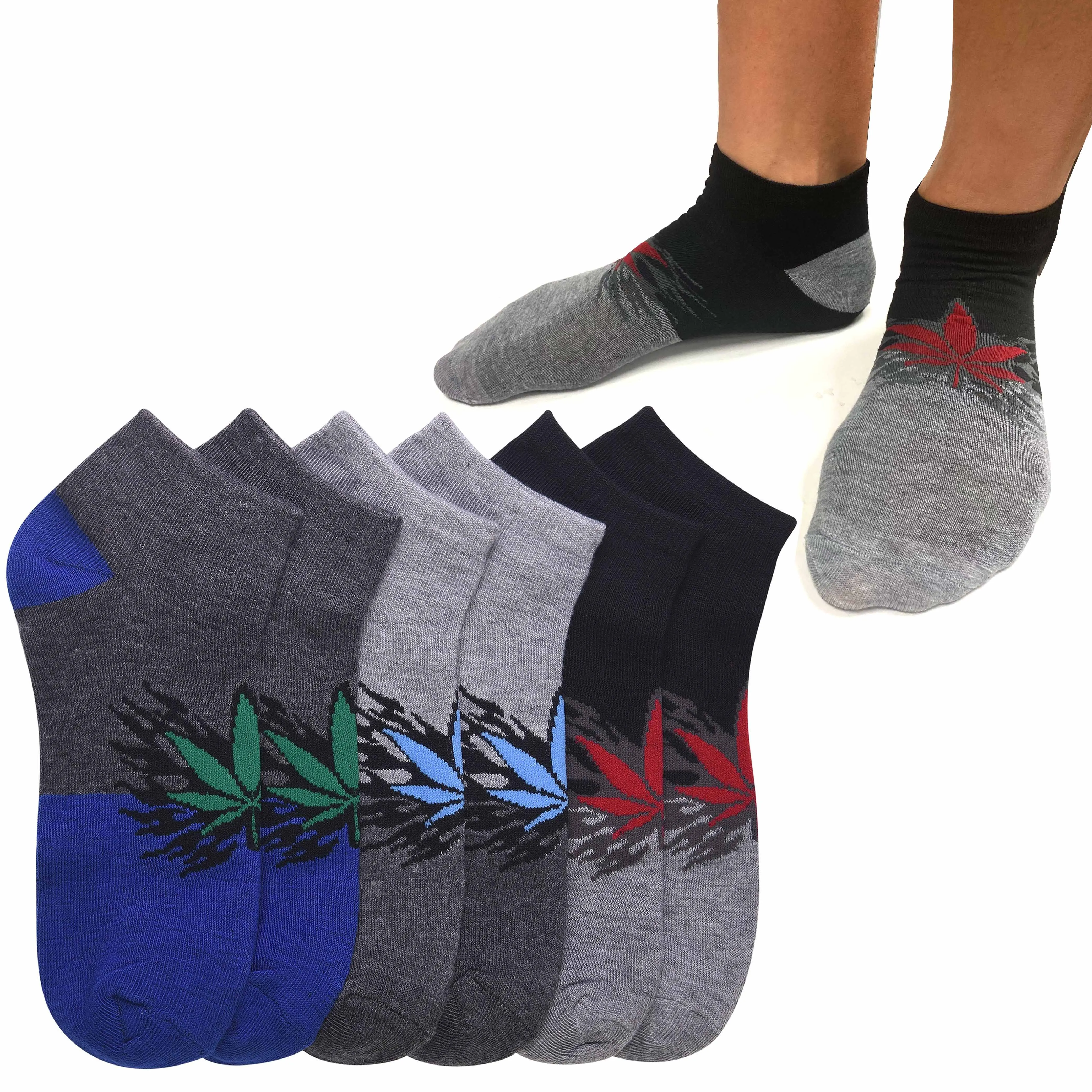 12 Pairs Men Ankle Crew Socks Kush Herb Pot Leaf 420 Low Cut Sports Casual 10-13