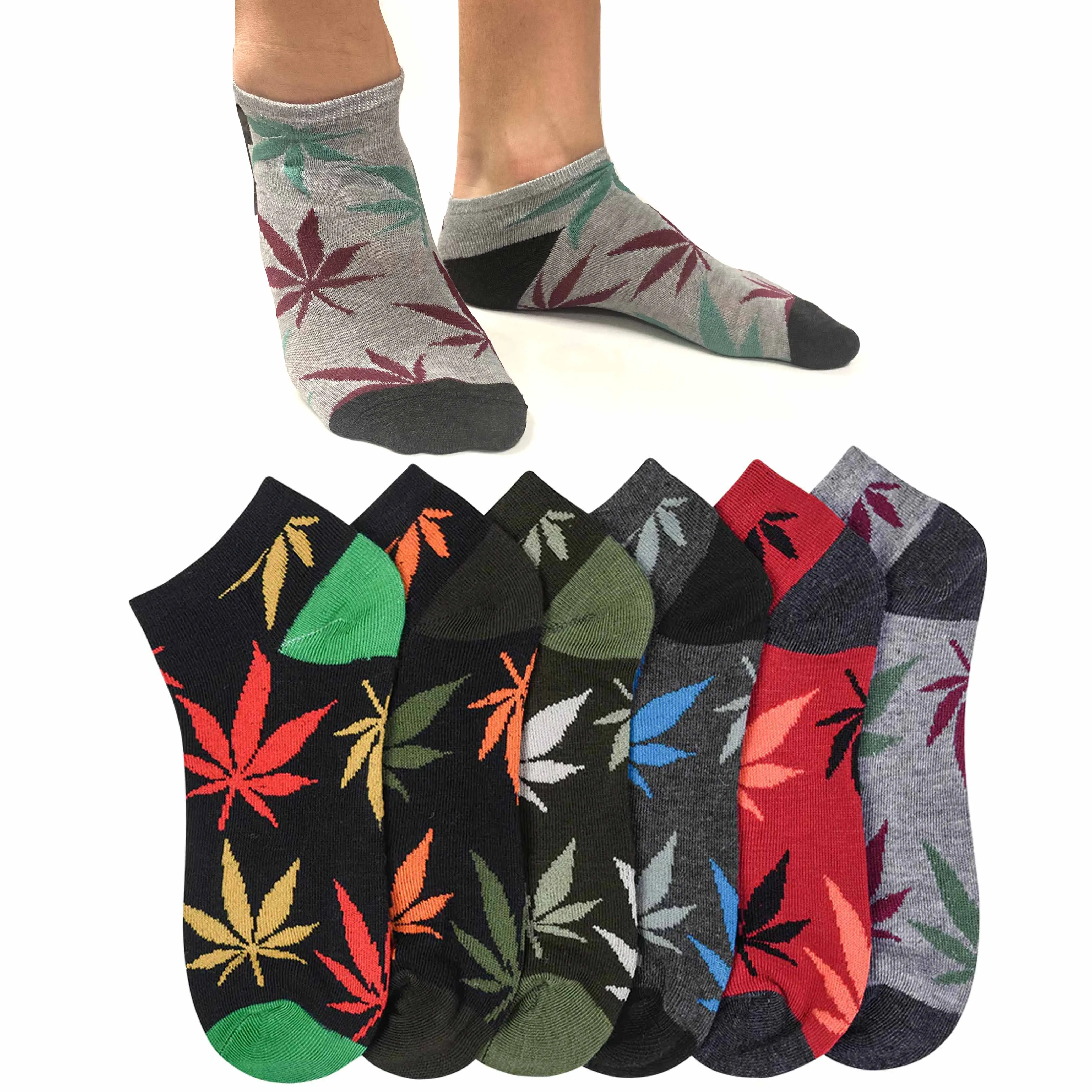 12 Pairs Novelty 420 Gift Socks Smoker Leaf Pot Ankle Casual Low Cut Men 9-11