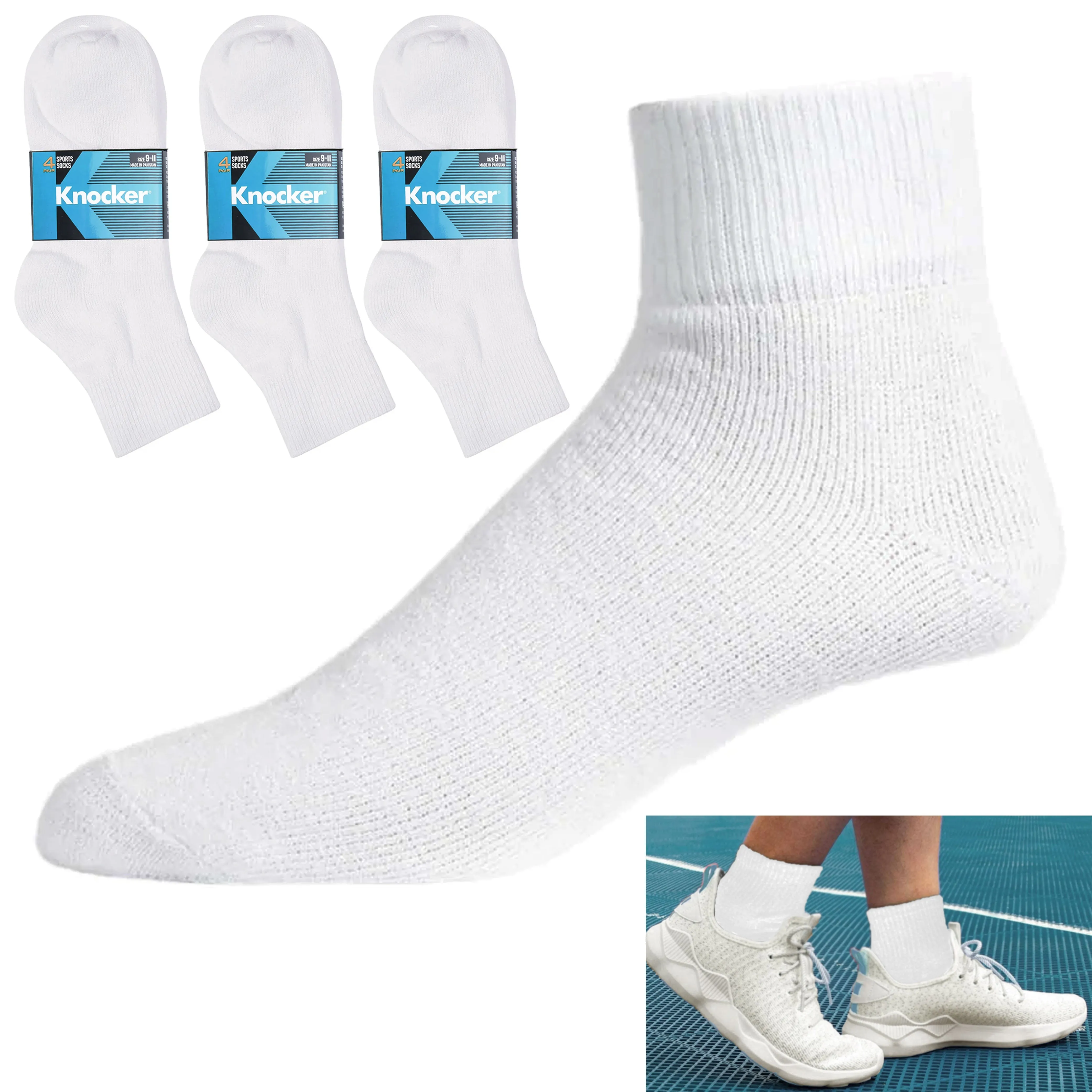 12 Pairs Running Sports Socks Quarter Ankle Low Cut Crew Mens Womens White 9-11