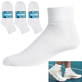 12 Pairs Running Sports Socks Quarter Ankle Low Cut Crew Mens Womens White 9-11