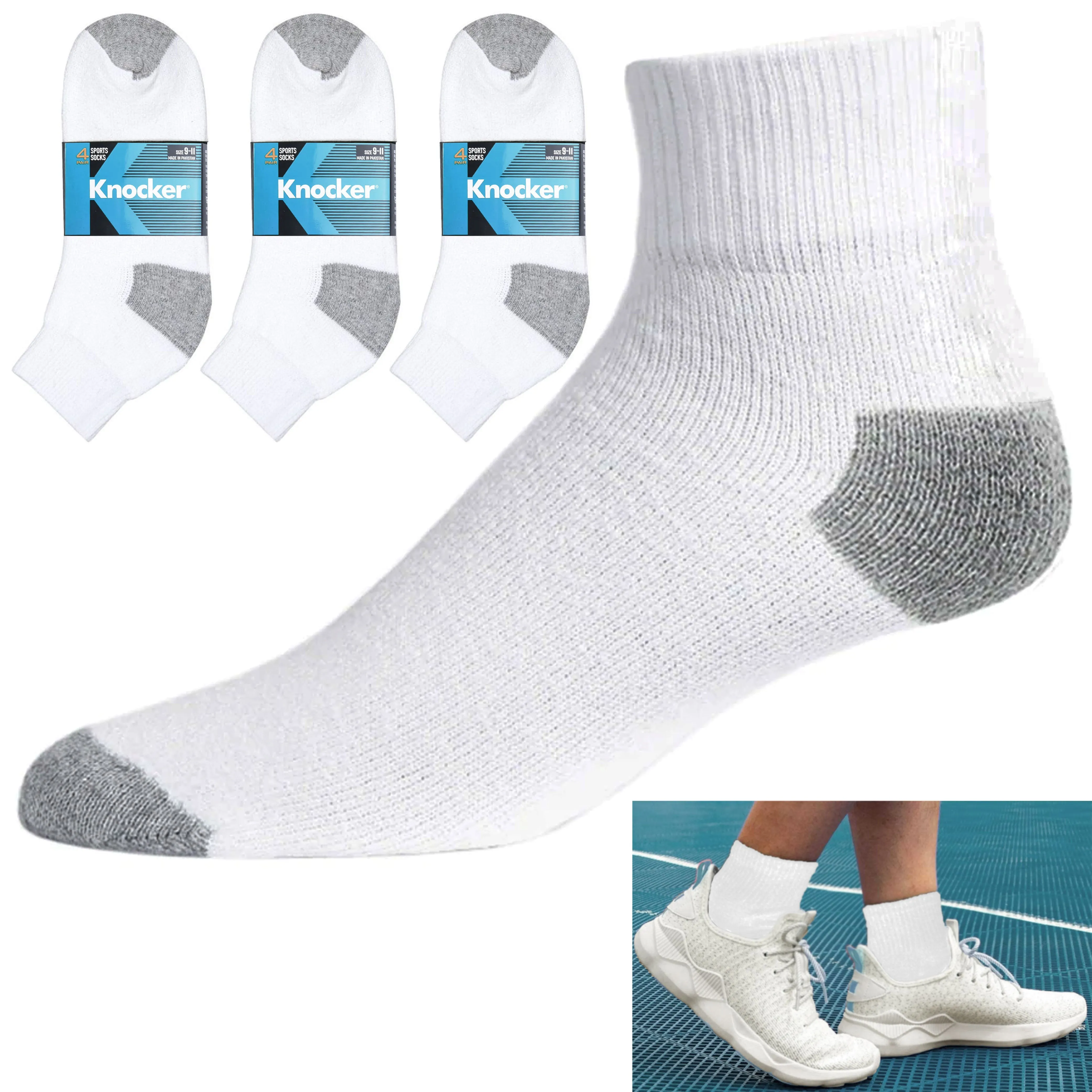 12 Pairs Running Sports Socks Quarter Ankle Low Cut Crew Mens Womens White 9-11