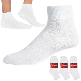 12 Pairs Sport Socks High Performance Running Quarter Ankle Crew Men White 10-13