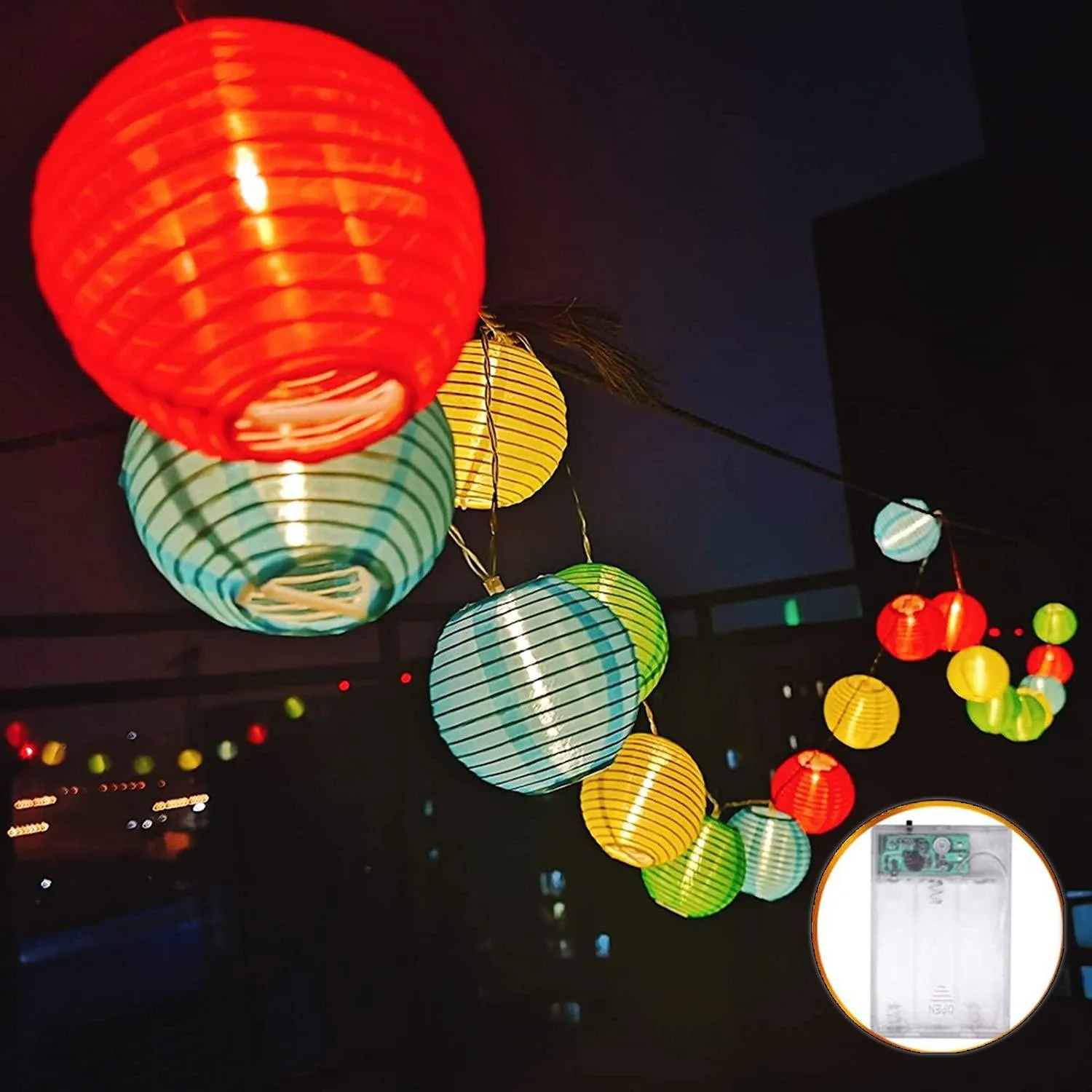 (3m) 20 LED's paper decorative fairy lights lantern lighting (battery operated) - warm white /colorful