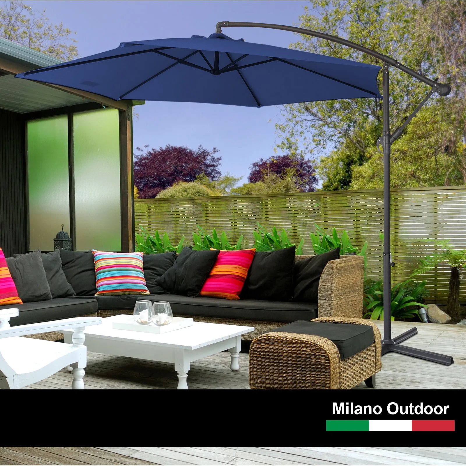 3M Outdoor Umbrella Cantilever | With Protective Cover | Patio Garden Shade | Navy