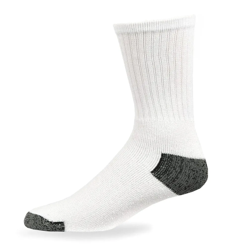 4 Pairs Mens White Sports Crew Socks Cotton Calf Athletic Cushioned Size 10-13