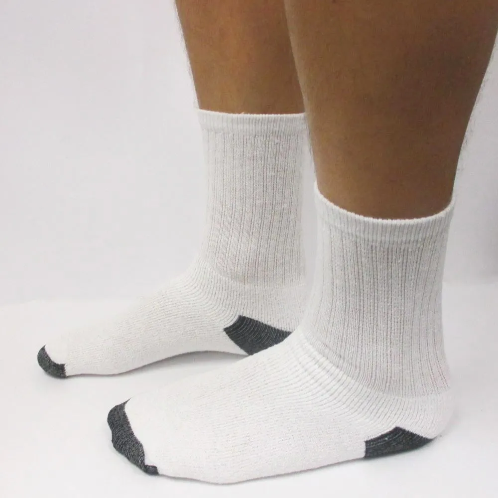 4 Pairs Mens White Sports Crew Socks Cotton Calf Athletic Cushioned Size 10-13