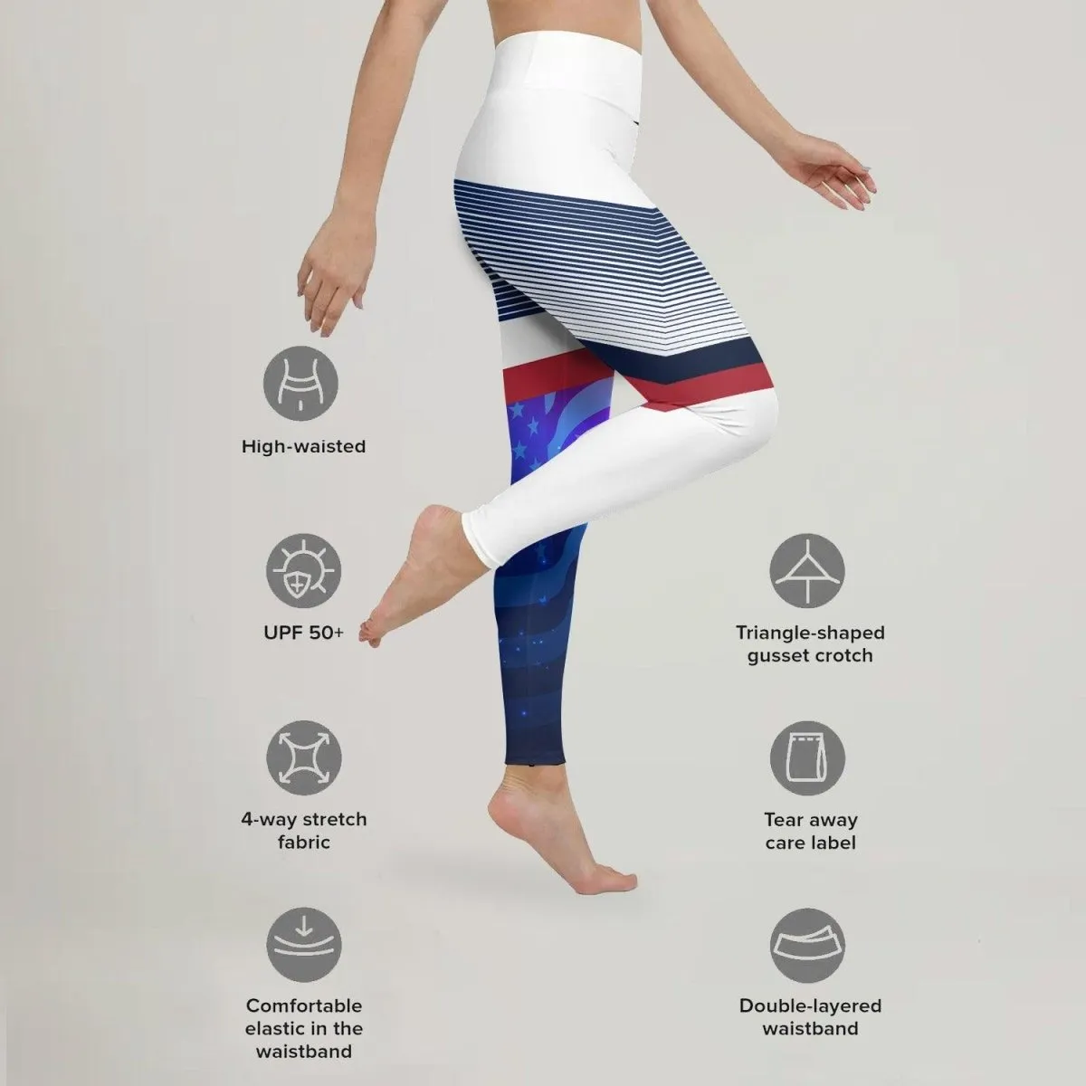 American Flag White Leggings