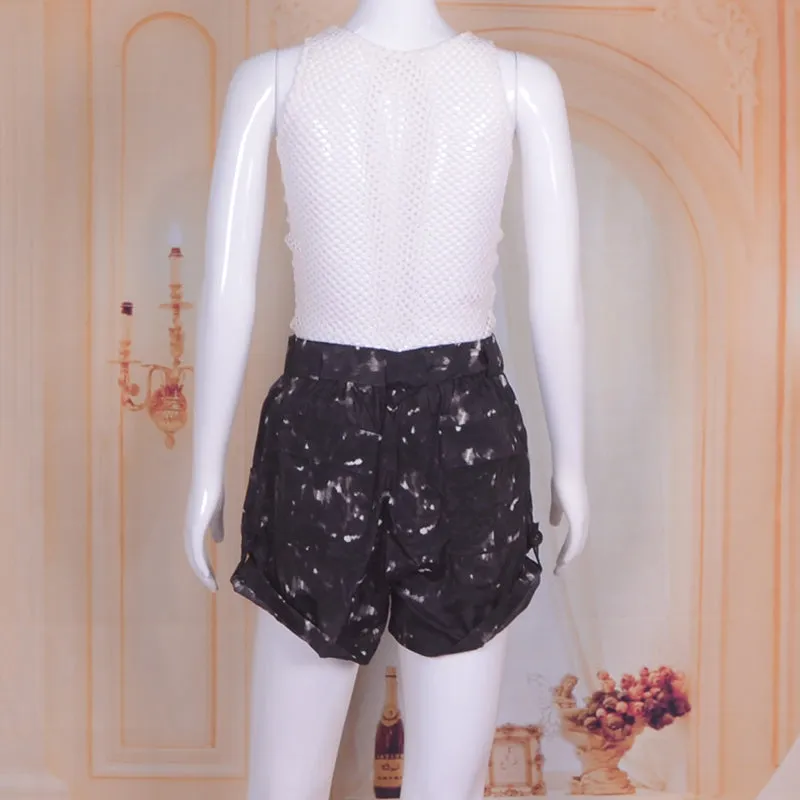 Casual Tie Dye Solid Shorts with Pockets and Sashes
