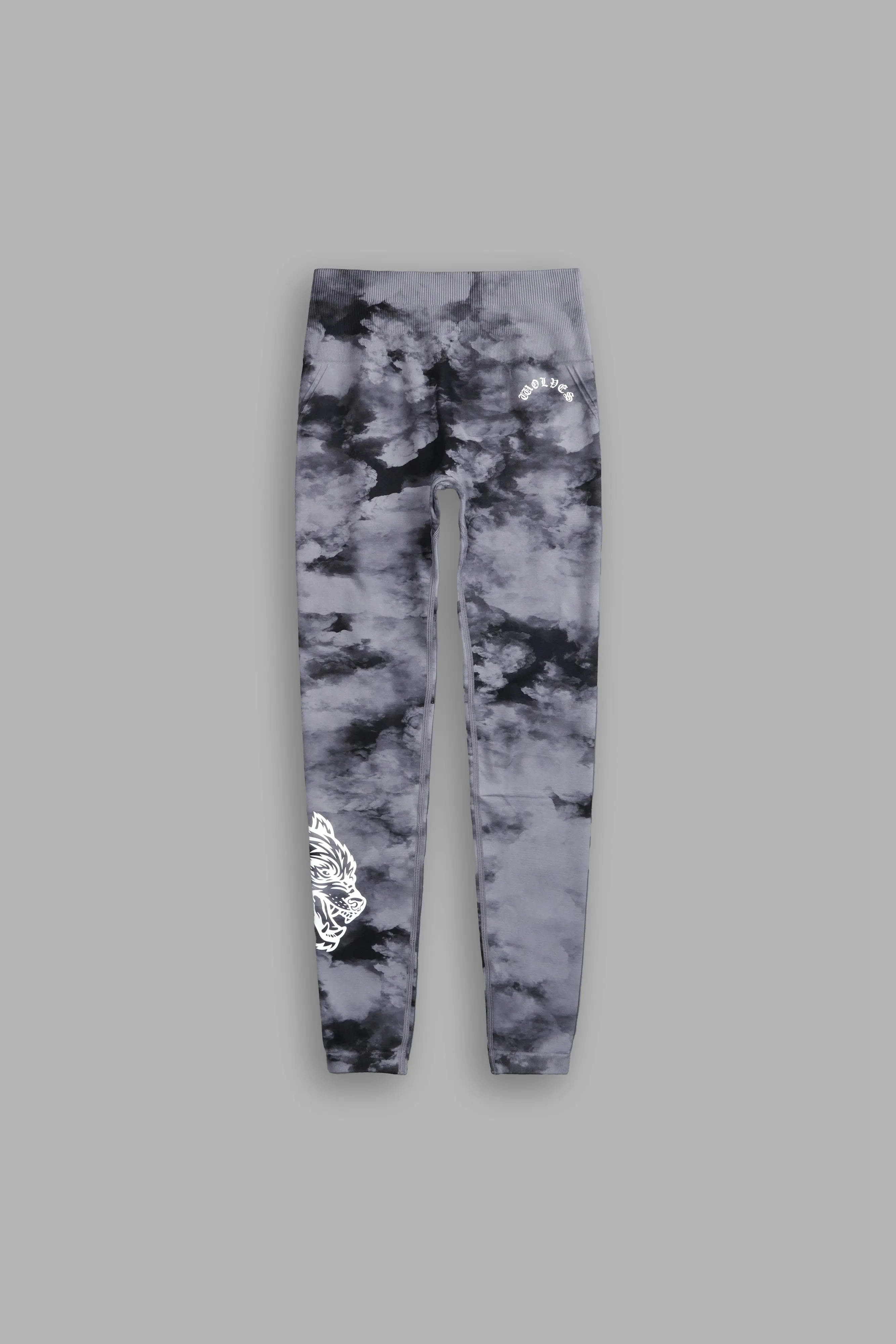 Chopper "Everson Seamless" Huxley Scrunch Leggings in Black Ghost Clouds