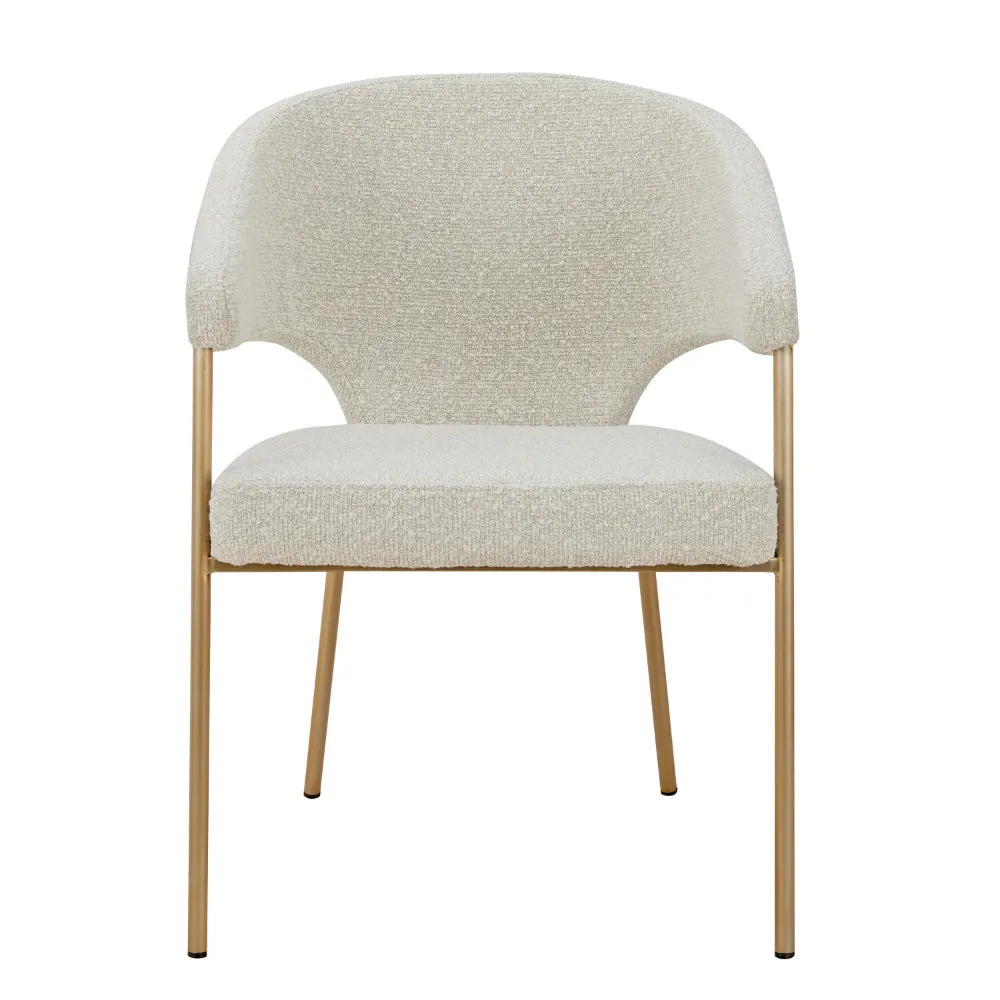 Cid Kasa 23 Inch Dining Chair, Light Gray Polyester, Brass Stainless Steel By Casagear Home
