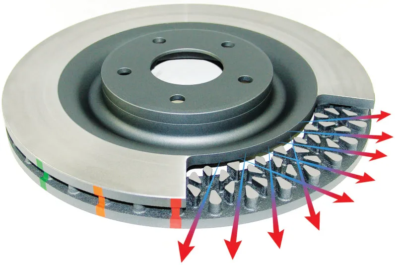 DBA 08  EVO X Front Slotted 5000 Series 2 Piece Rotor Assembled w/ Black Hat