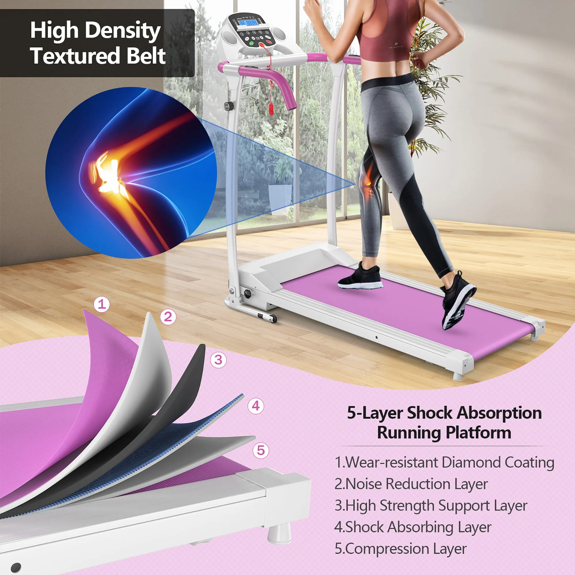 Folding Treadmill Electric /Support Motorized Power Running Fitness Machine