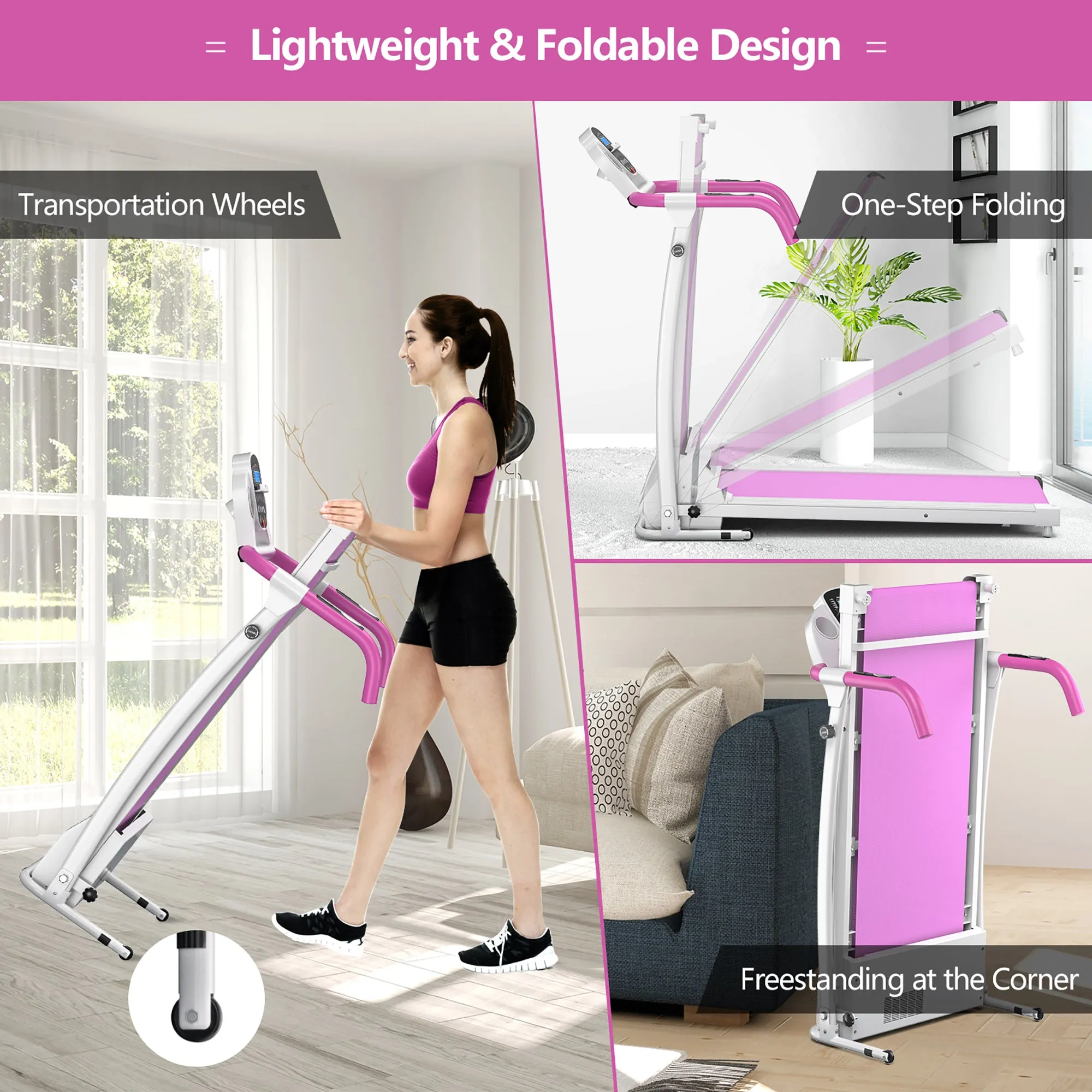 Folding Treadmill Electric /Support Motorized Power Running Fitness Machine