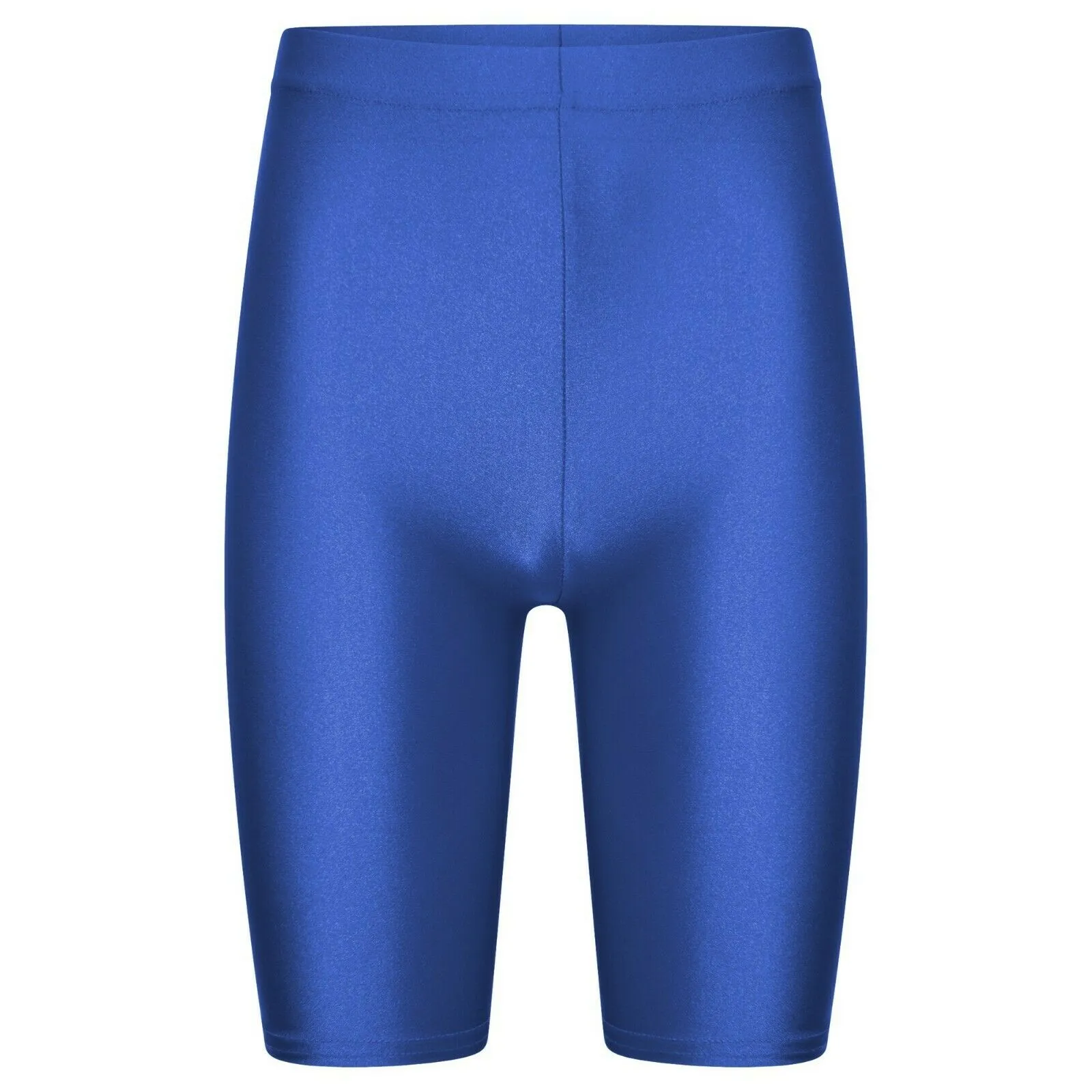Girls Kids Stretch Cycling Lycra PE School Uniform Dance Gym Swim Shorts -Royal Blue
