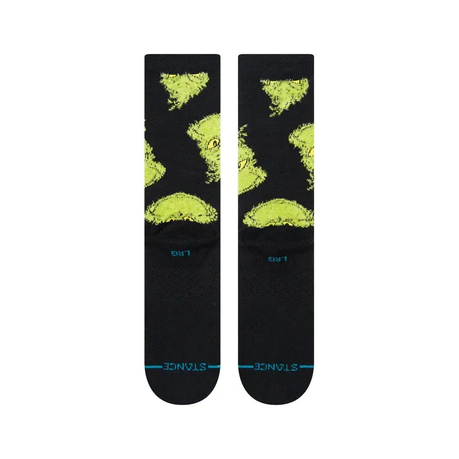 Instance Mens Black The Grinch Mean One Crew Socks