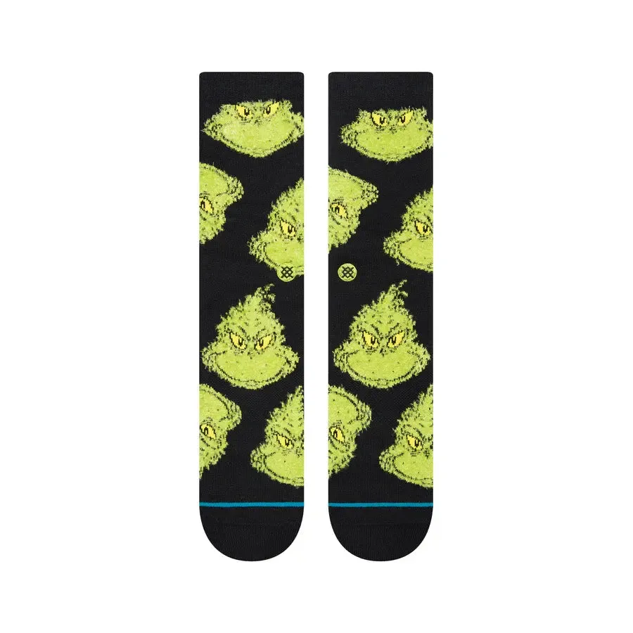 Instance Mens Black The Grinch Mean One Crew Socks