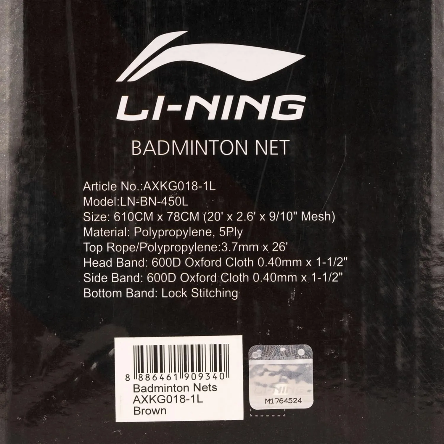 Li-Ning BN 450L Polypropylene Badminton Net, Brown