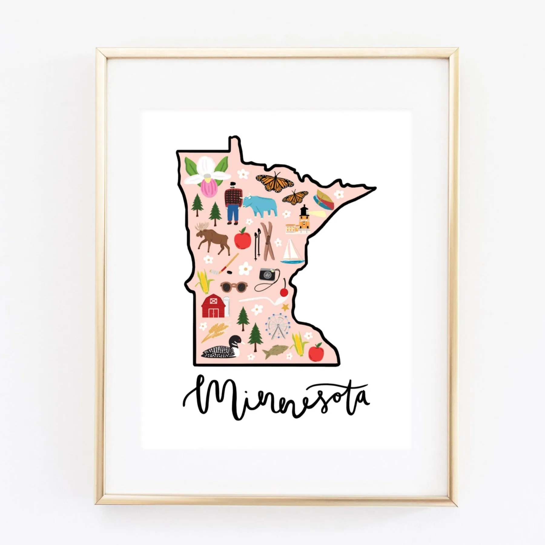 Minnesota State Art Print by Bloomwolf Studio