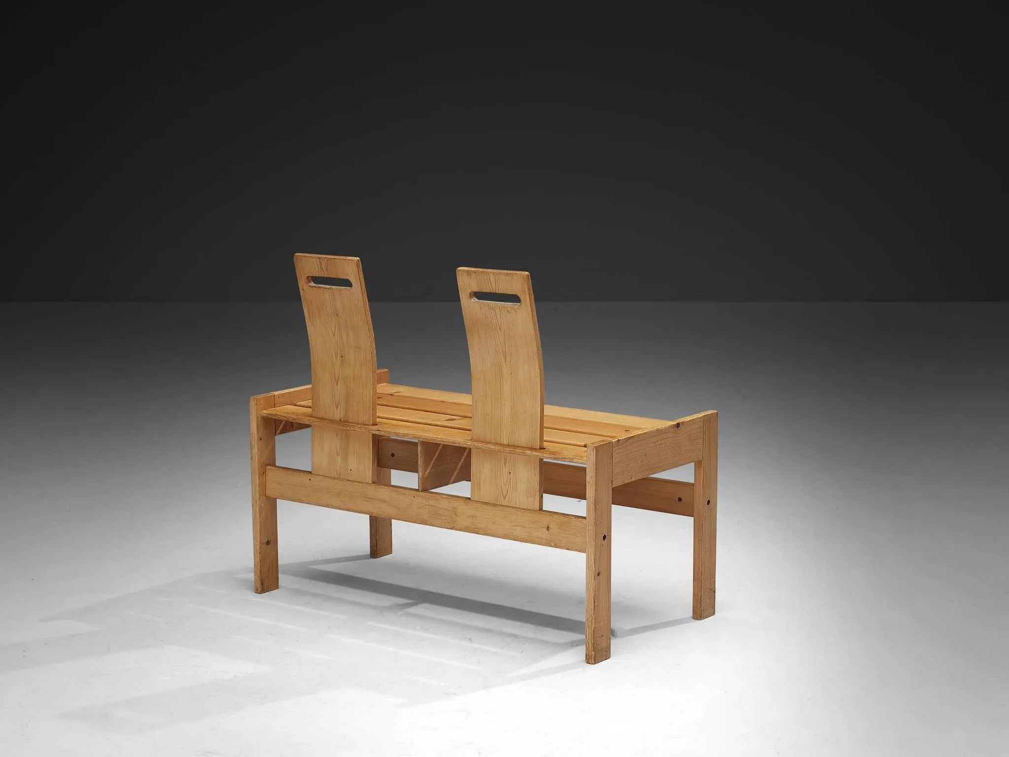 Sculptural Geometric Crafted Benches in Solid Pine