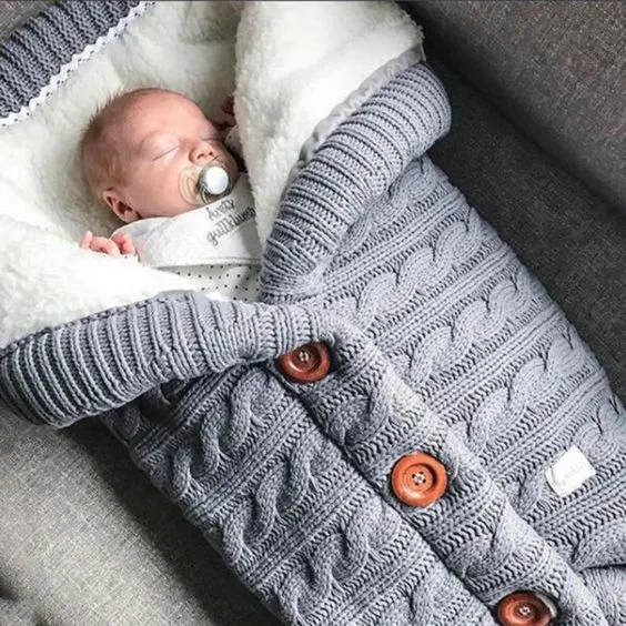 Sleeping Bag Outdoor Button Baby Knitted Sleeping Bag