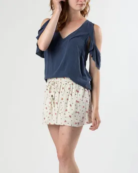 Splendid Ecru Floral Print Shorts | Festival Shorts