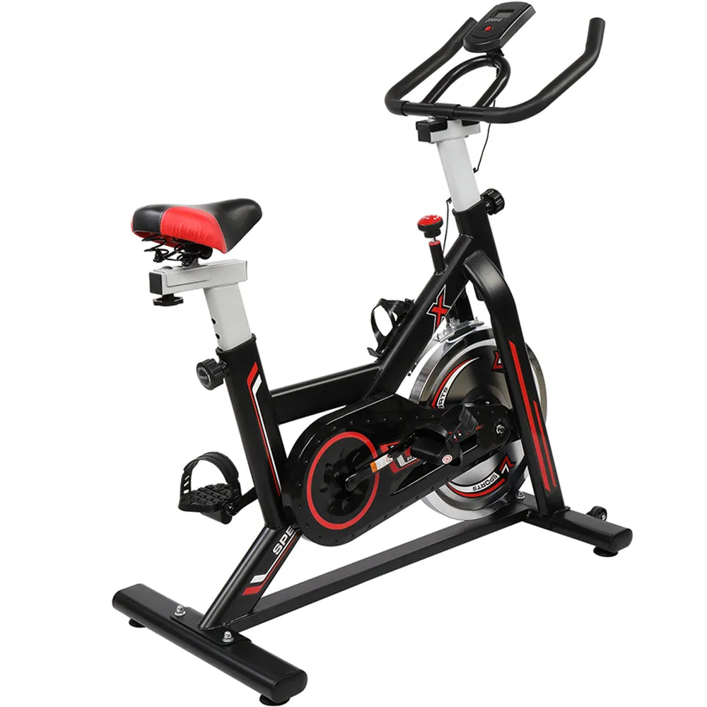 Stationary IndoorCycling Bike for Home Gy W/ LCD Display Monitors, Phone Holder & Bottle Holde