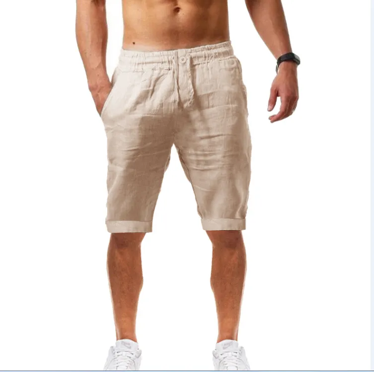 Summer New Casual Sports Cotton and Linen Shorts