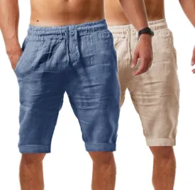 Summer New Casual Sports Cotton and Linen Shorts