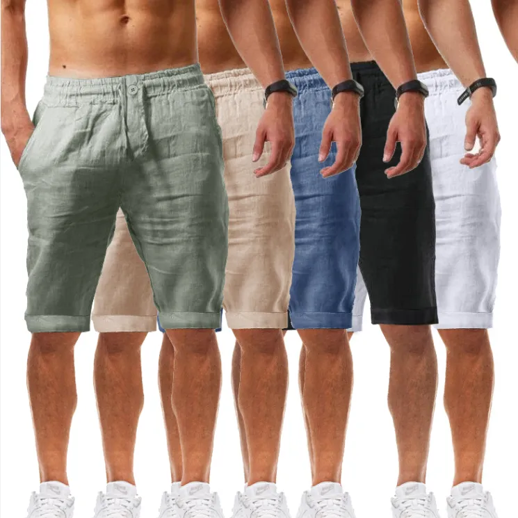 Summer New Casual Sports Cotton and Linen Shorts