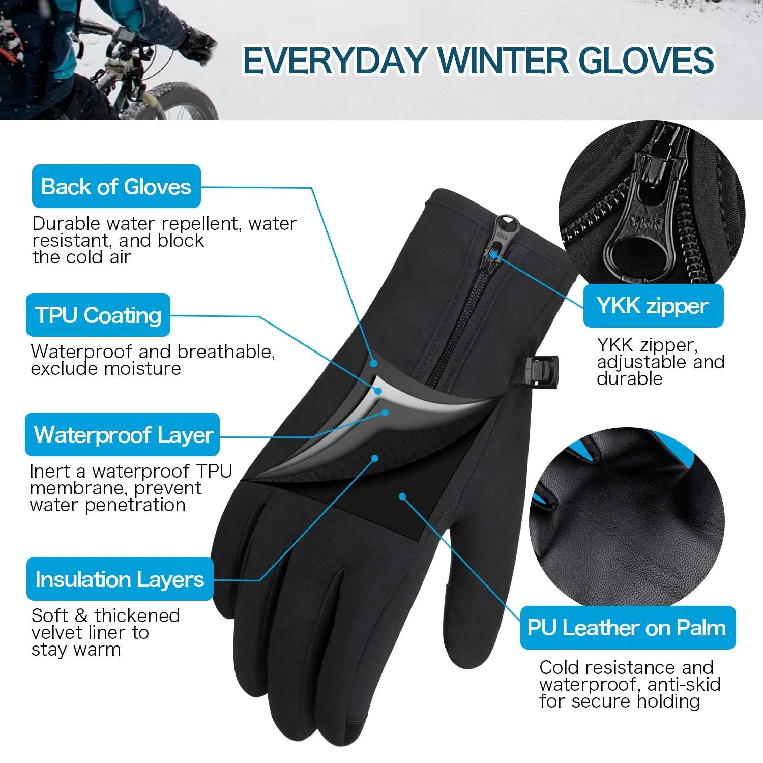 Unigear Unisex Touch Screen Compatible Water-resistant Gloves