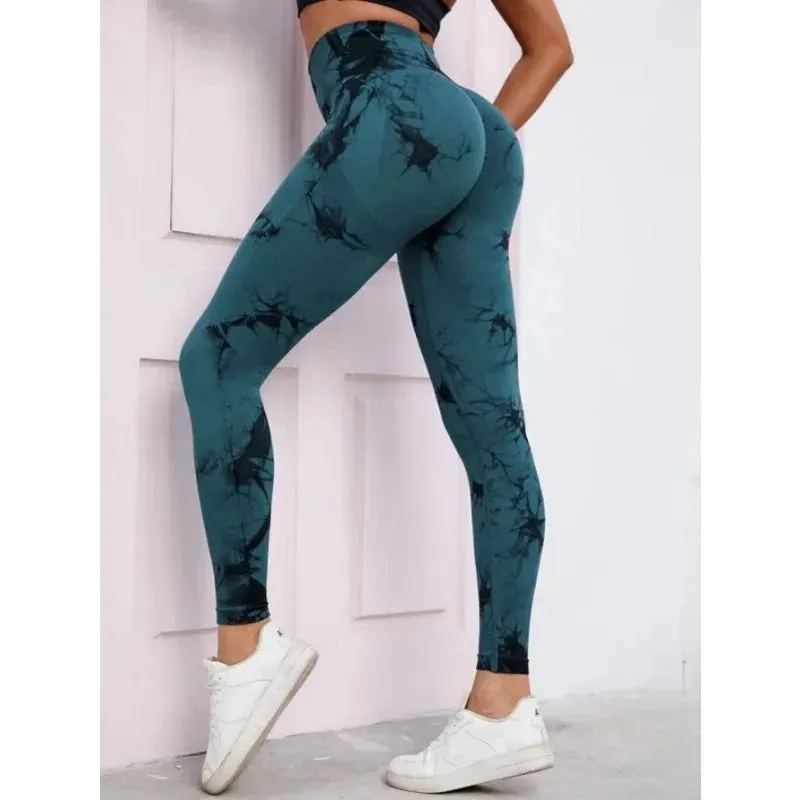 Women Tie Dye Seamless High Waist Fitness Vintage Leggings