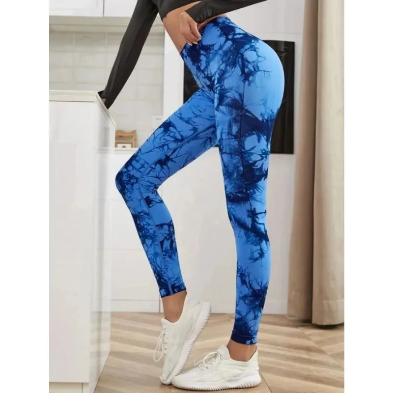 Women Tie Dye Seamless High Waist Fitness Vintage Leggings
